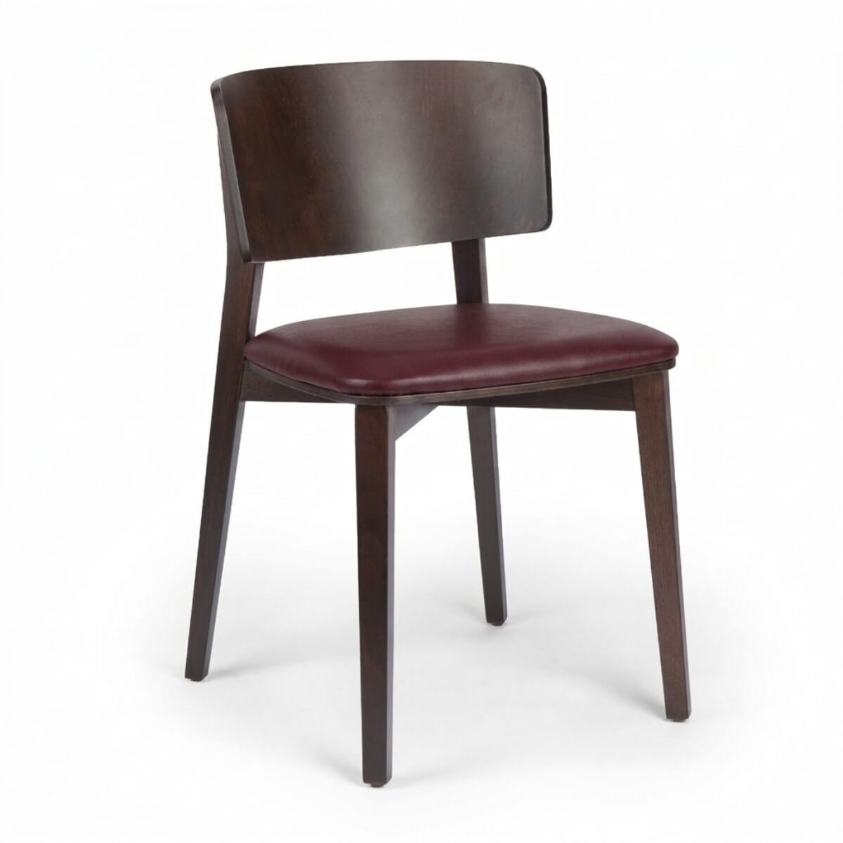 Ezra Walnut Solid Wood Restaurant Chair with Upholstered Seat and Wood Back